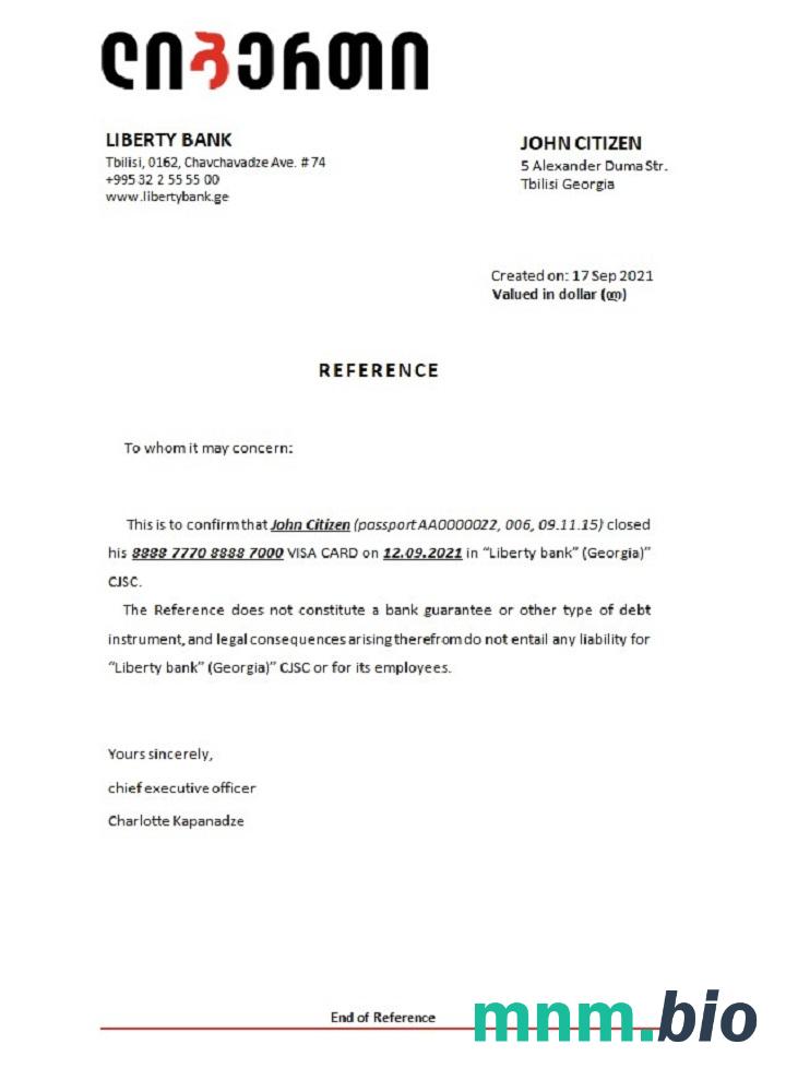 Przykład zamknięcia banku Georgia Liberty w formatach Word i PDF